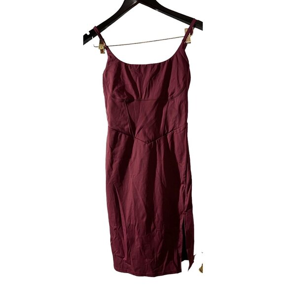 New Halara Spaghetti Strap Corset Dress Sz XS Burgundy Square Neck Backless - Picture 3 of 7